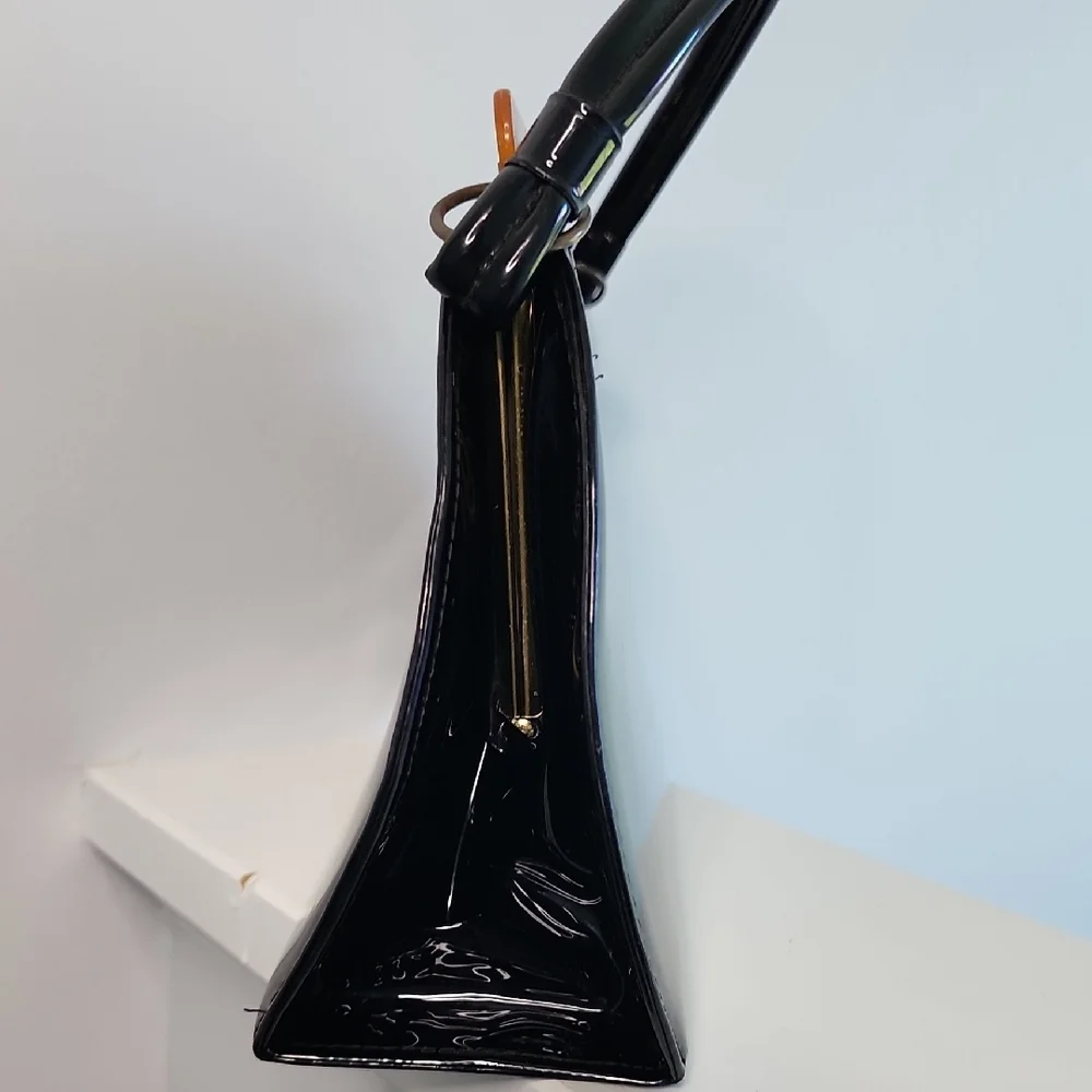Dubette Patent Leather Handbag With Lucite